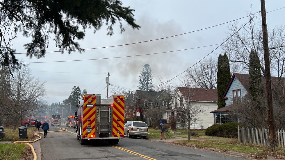 Crews respond to a fire in Duluth's Lester Park neighborhood.