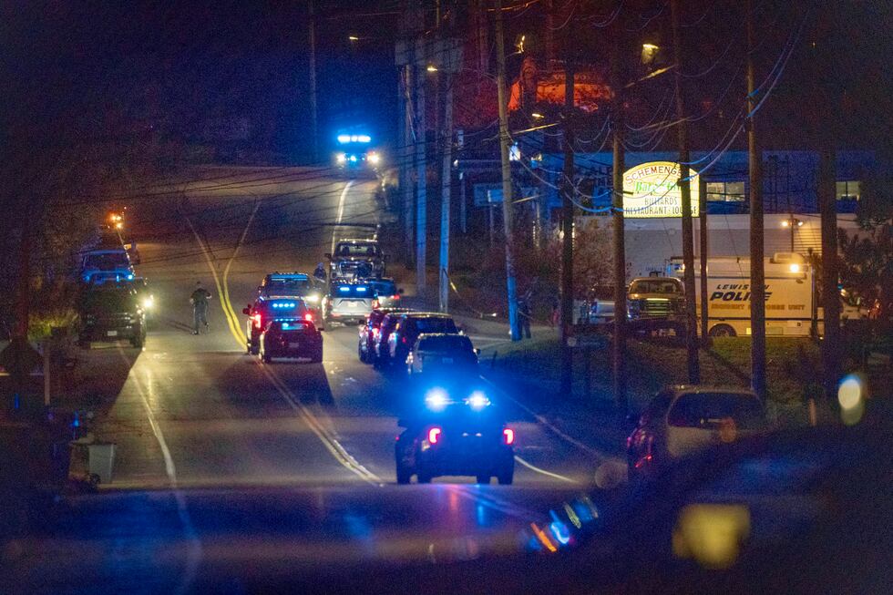 Police respond to an active shooter situation in Lewiston, Maine, Wednesday, Oct. 25, 2023....