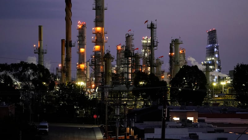 File - The Chevron Products Company El Segundo refinery is seen on Monday, Oct. 23, 2023, in...