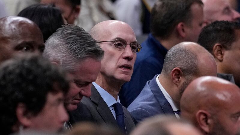 NBA commissioner Adam Silver watches the Washington Wizards play the Indiana Pacers during the...