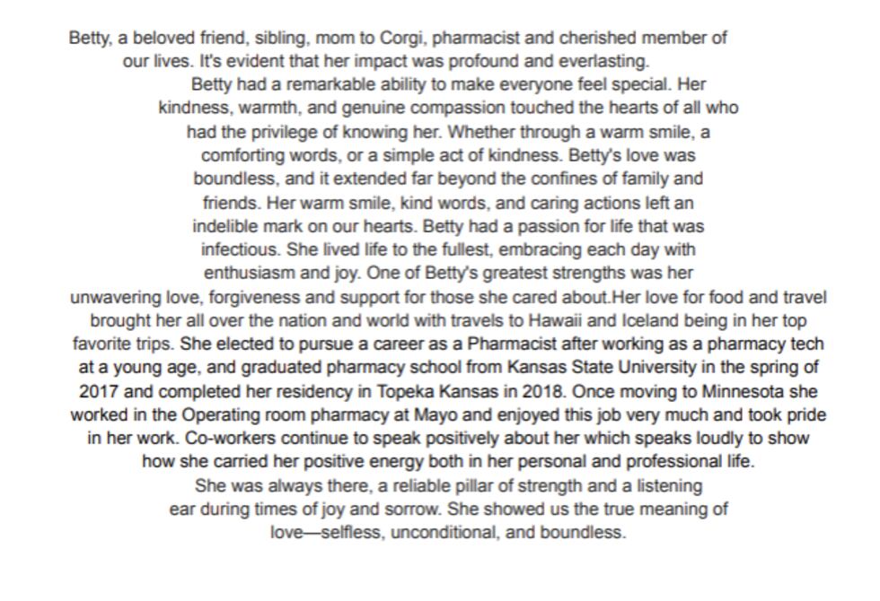 Betty Bowman Family Statement